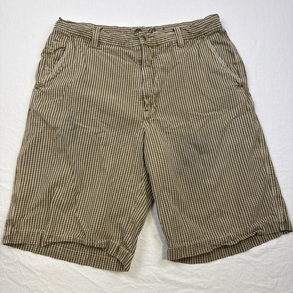 Tommy Bahama Boracay Chino Shorts Mens34 brown microstripe Silk And Cotton Blend